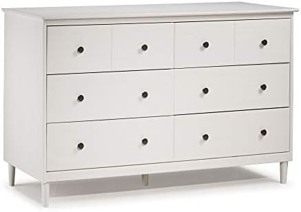 Walker Edison Wood Dresser Bedroom Storage Drawer Organizer Closet Hallway, 6 Drawer, White | Amazon (US)