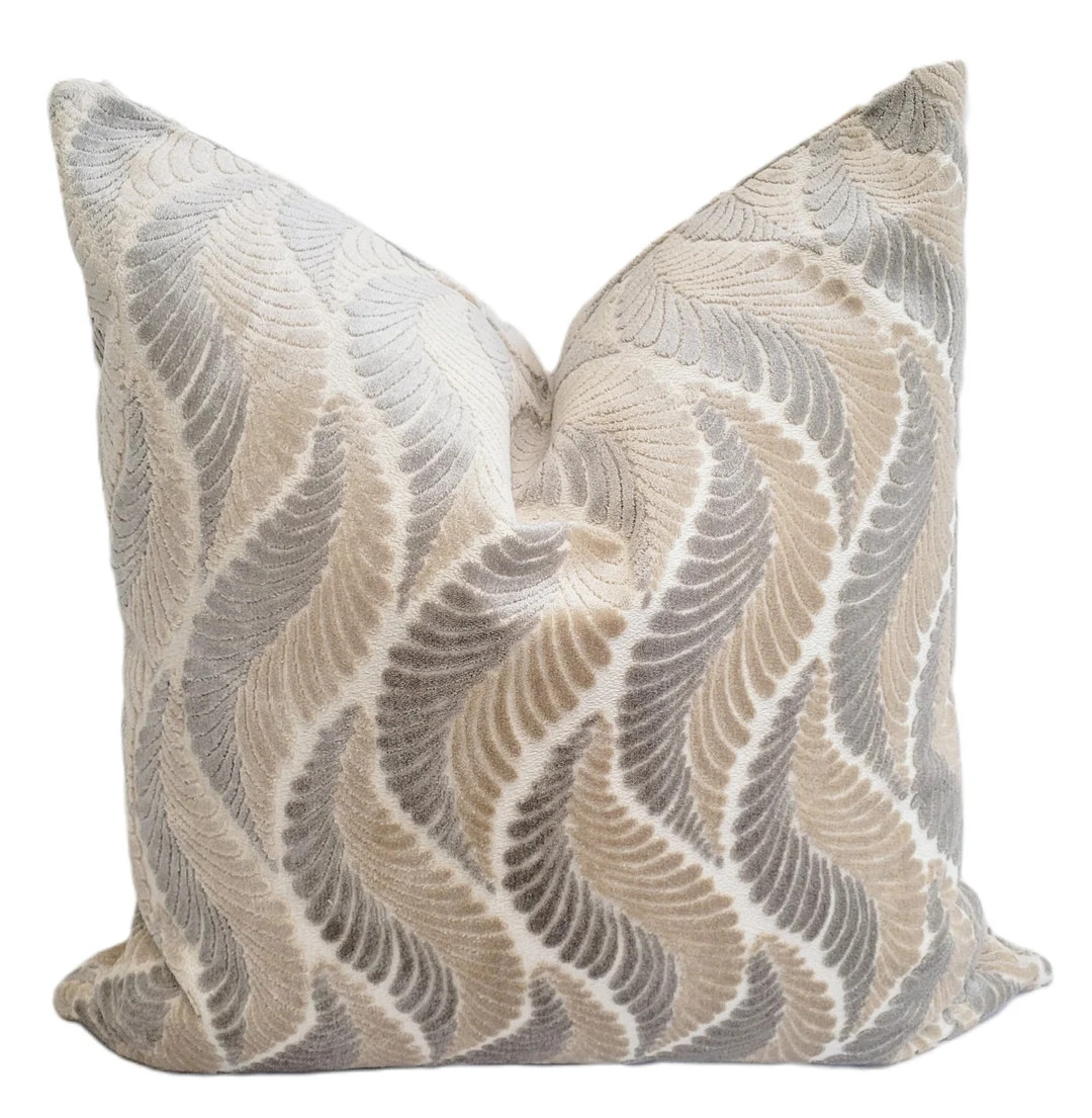Taupe Gray Cut Velvet Pillow Cover | Etsy (US)