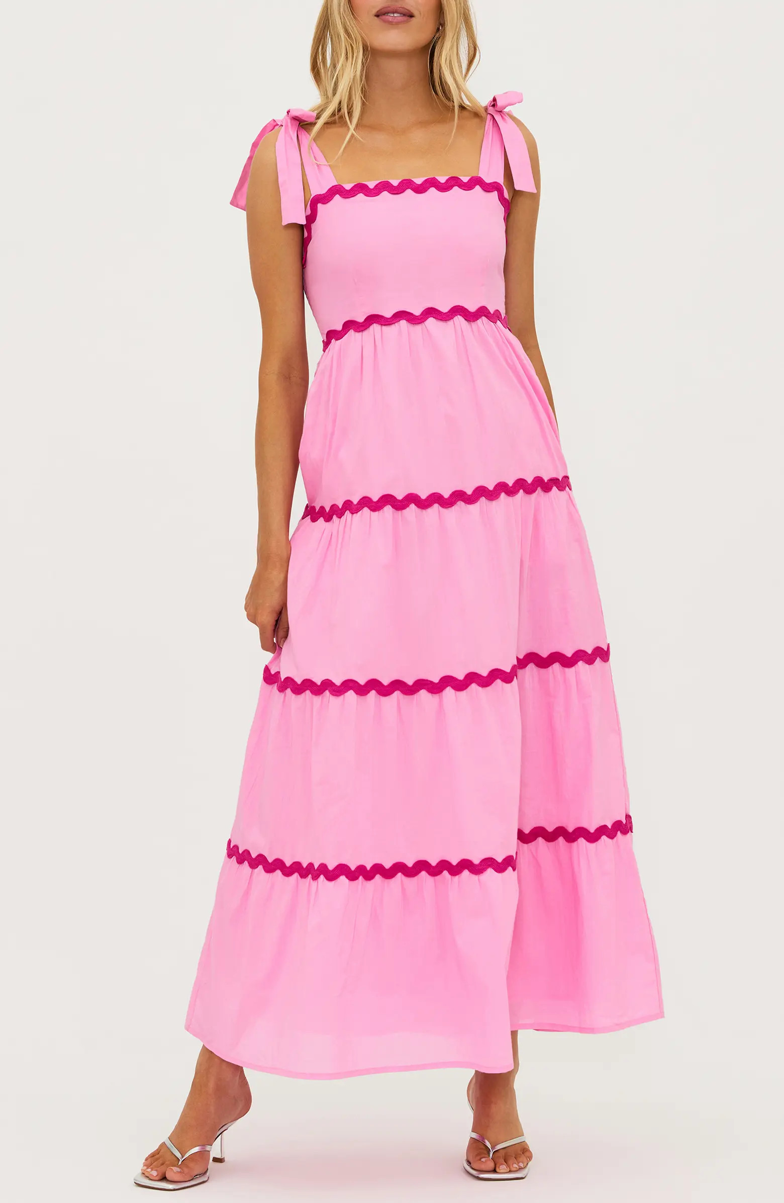 Rickrack Trim Tiered Cover-Up Maxi Dress | Nordstrom