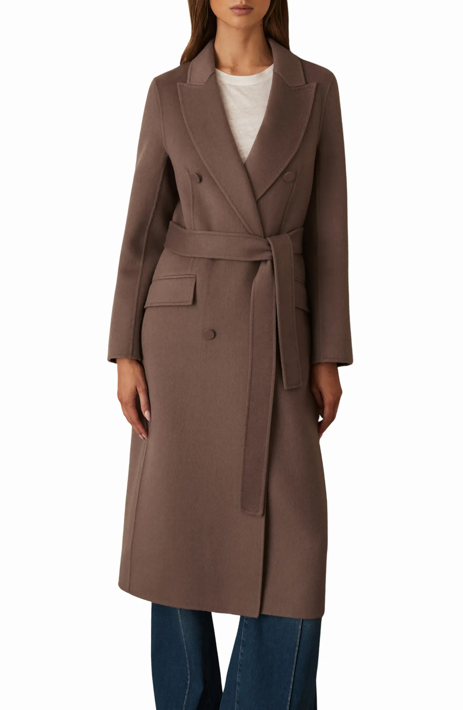 Reiss Maeve Belted Double Breasted Wool Blend Coat | Nordstrom | Nordstrom