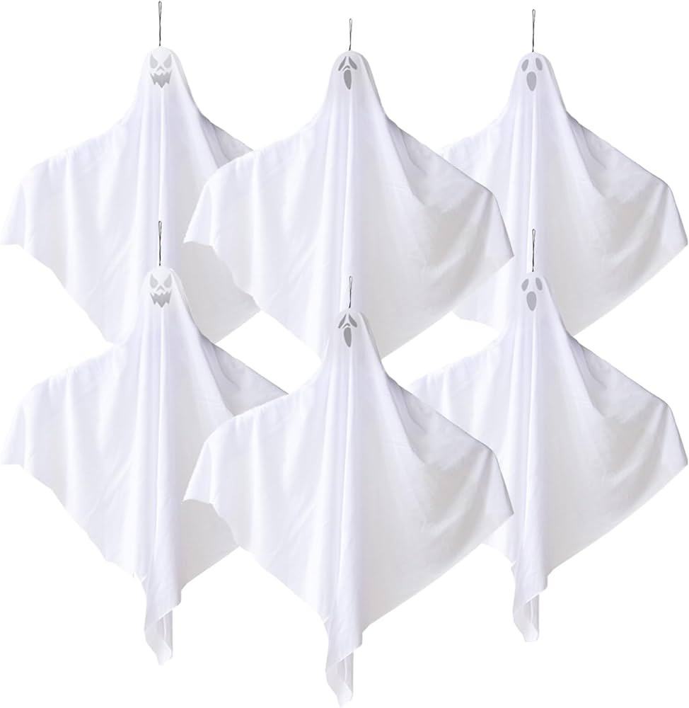 6 Pack Halloween Hanging Ghost Decorations, 25 Inch Flying Ghost Ornaments for Outdoor Front Yard... | Amazon (US)