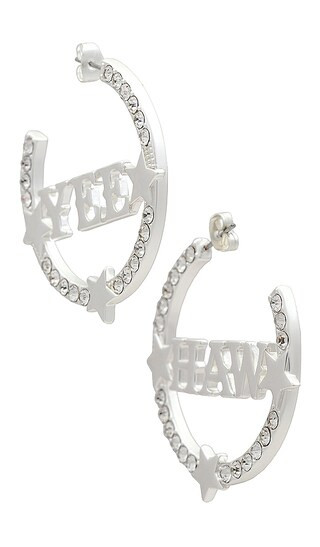 Yee Haw Hoops in Silver With Clear Crystal | Revolve Clothing (Global)