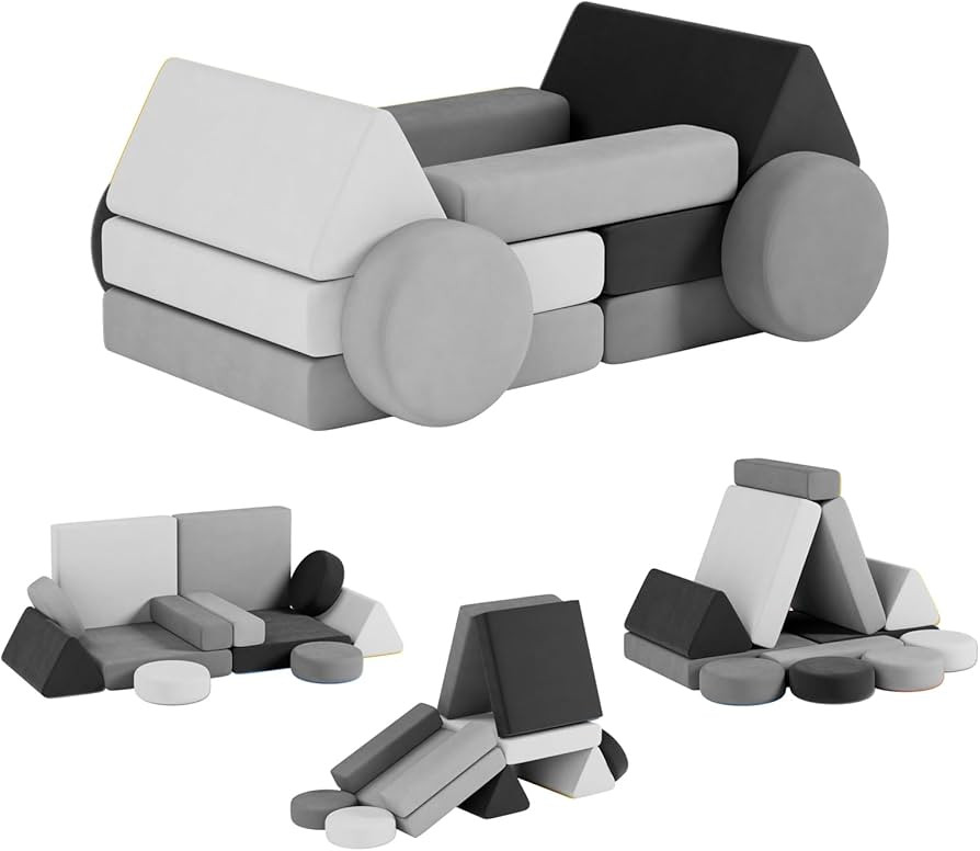 12 PCS Modular Kids Play Block Couch Child Sectional Sofa Toddler Building Fortplay Bedroom Playr... | Amazon (US)