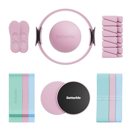 BetterMe Pilates Studio Kit – Pilates Ring, Pilates Ball, Resistance Bands & Sliders – Complete Pilates Equipment Set for Women – Home & Studio Pilates Workout Kit (Raspberry Pink) | Amazon (US)