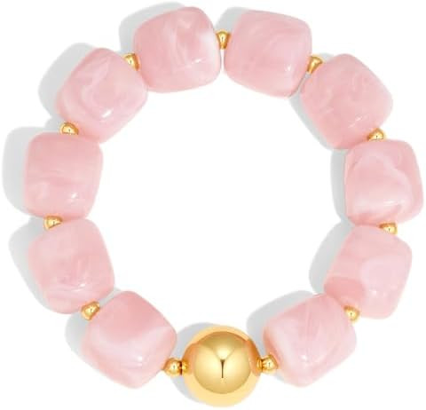 Chunky Beaded Bracelet for Women Trendy Statement Big Colorful Resin Bead Bubble Bracelets Summer... | Amazon (US)