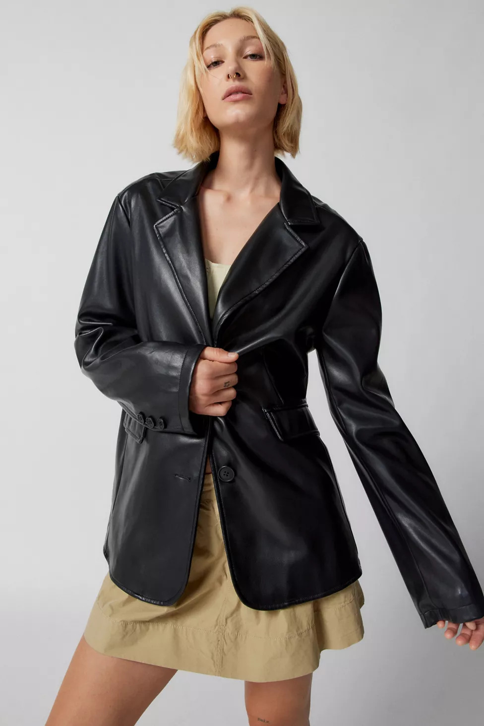 UO Jules Faux Leather Blazer | Urban Outfitters (US and RoW)
