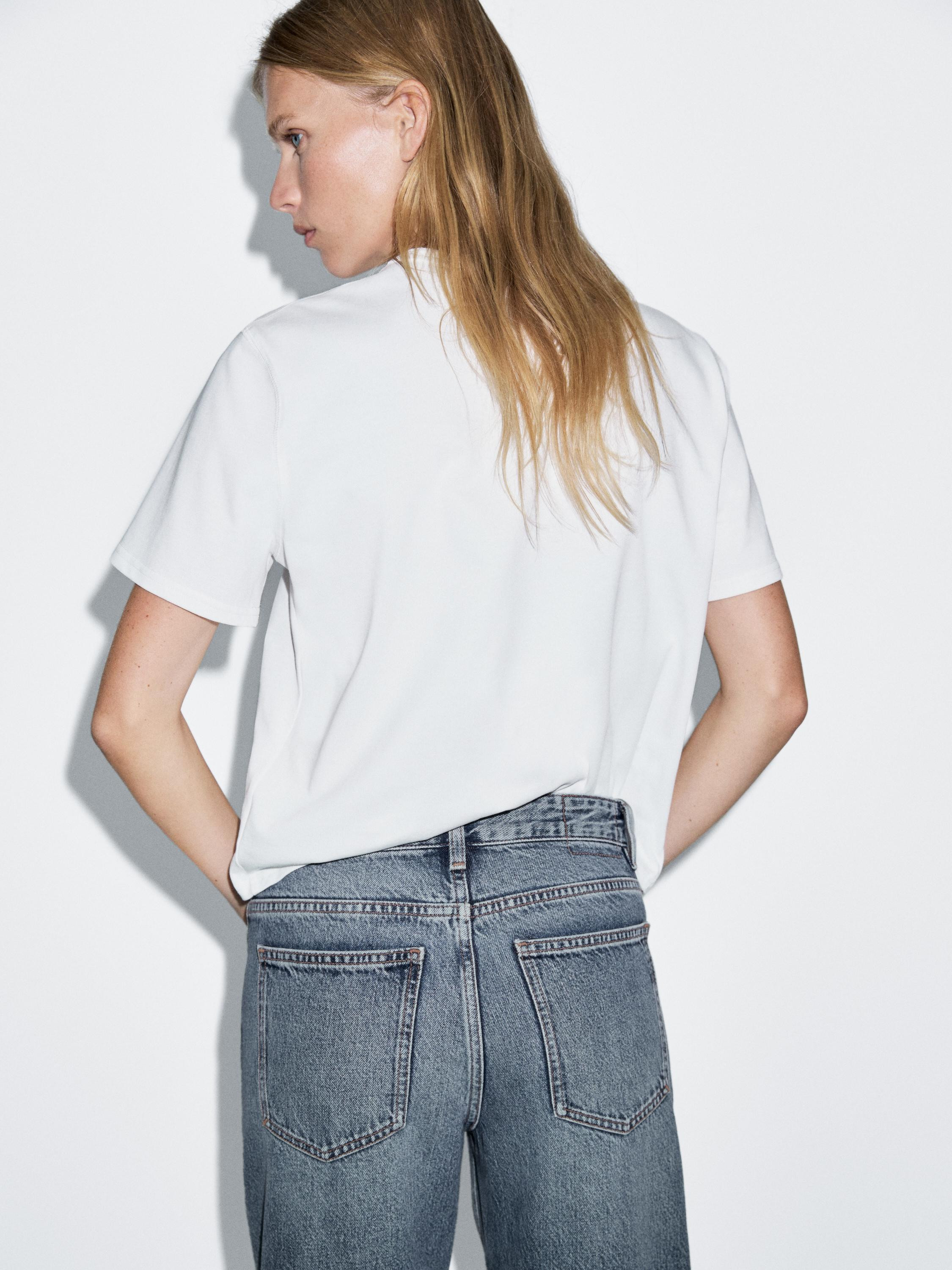 Wide-Leg-Jeans mit halbhohem Bund | Massimo Dutti DE