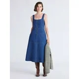 Free Assembly Women's Sleeveless Square Neck Denim Midi Dress, Sizes XS-XXL | Walmart (US)