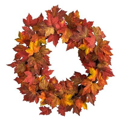 Nearly Natural 1.8-ft 22-in (non powered) Leaves Artificial wreath | Lowe's