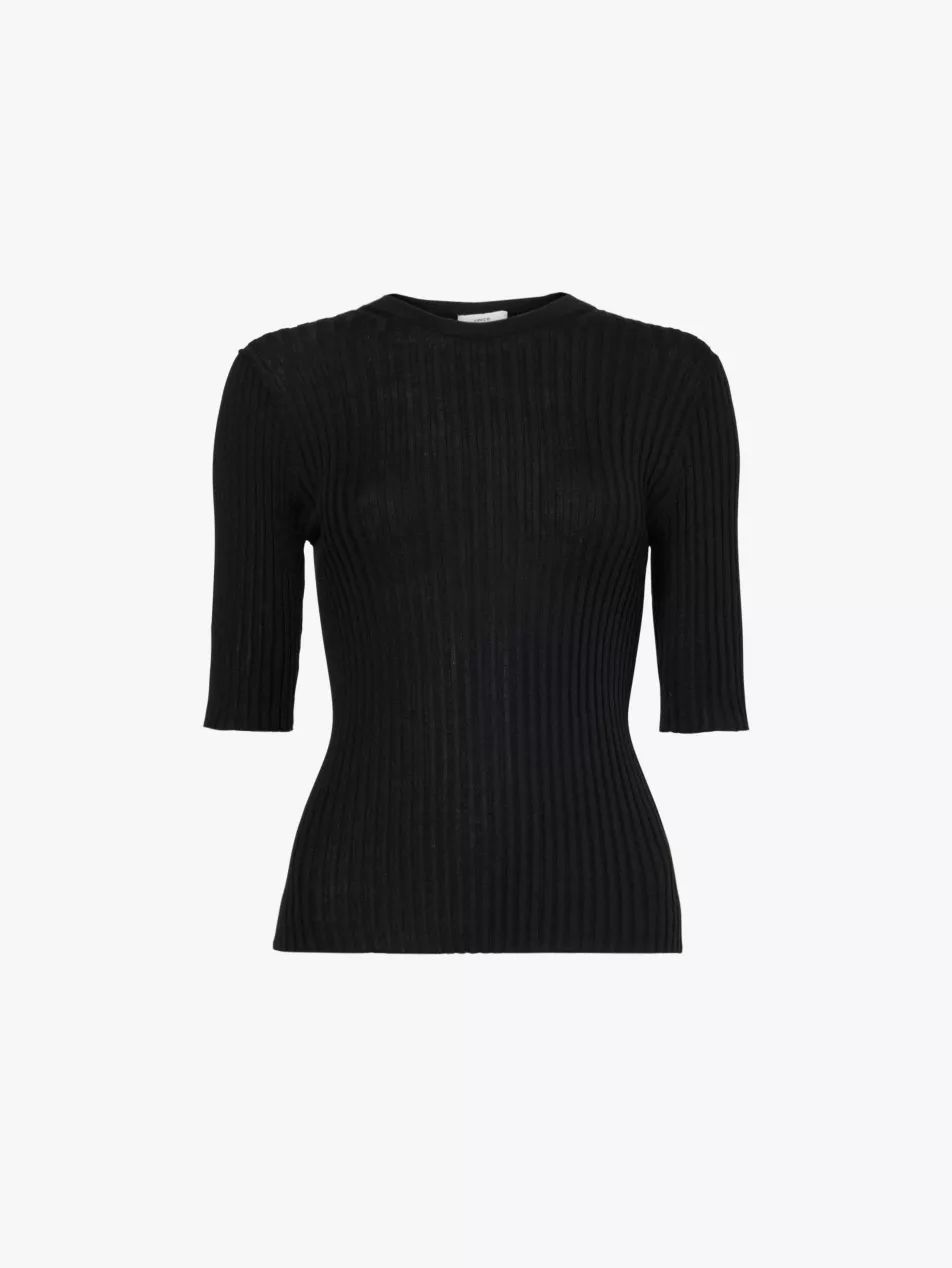 Button-embellished ribbed stretch-wool blend top | Selfridges