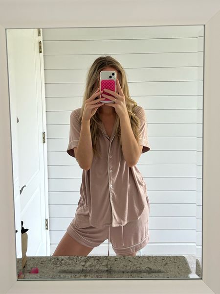 Love my Cozy Earth Pjs — this is their short sleeve bamboo pajama set in Blush