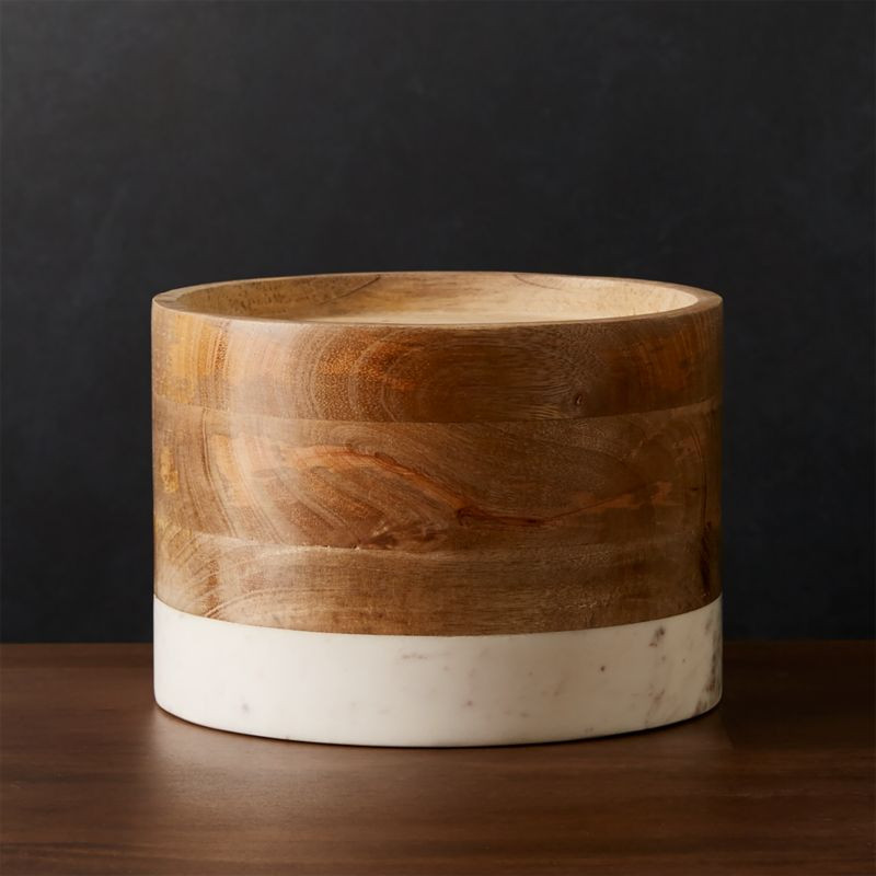 Wood and Marble Drink Dispenser Stand | Crate & Barrel | Crate & Barrel