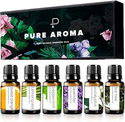 Essential Oils by PURE AROMA 100% Pure Therapeutic Grade Oils kit- Top 6 Aromatherapy Oils Gift S... | Amazon (US)