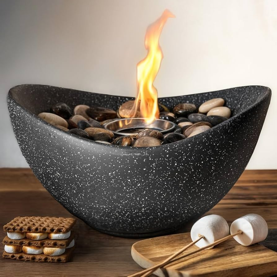 Concrete Tabletop Fire Pit, Portable Indoor Fireplace and Smores Maker, Suitable for Indoor and O... | Amazon (US)