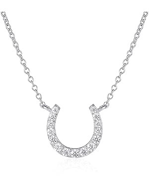 Dainty Horseshoe Necklace in 925 Sterling Silver, Cute Sterling Silver Horseshoe Pendant Necklace... | Amazon (US)