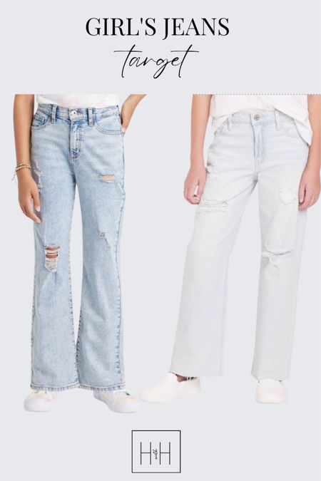 Target Jeans my girls have and love. Girls jeans, girl’s light wash jeans, distressed denim for girls, raw hem jeans, adjustable waistband jeans, high-rise jeans, dad style jeans, straight jeans for girls with a regular fit. 
Target. #target

#LTKunder50 #LTKkids #LTKFind