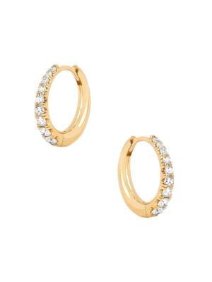 Luv AJ 14K Goldplated Brass &amp; Glass Crystal Huggie Hoop Earrings on SALE | Saks OFF 5TH | Saks Fifth Avenue OFF 5TH