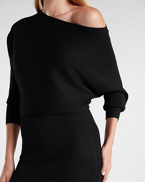 Off the Shoulder Midi Sweater Dress | Express