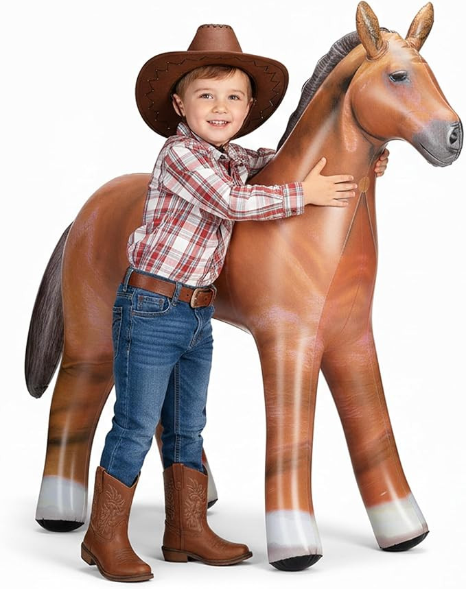 37" Inflatable Horse Decoration - Blow Up Brown Horse Toy for Kids Western, Cowboy, Barnyard, Far... | Amazon (US)