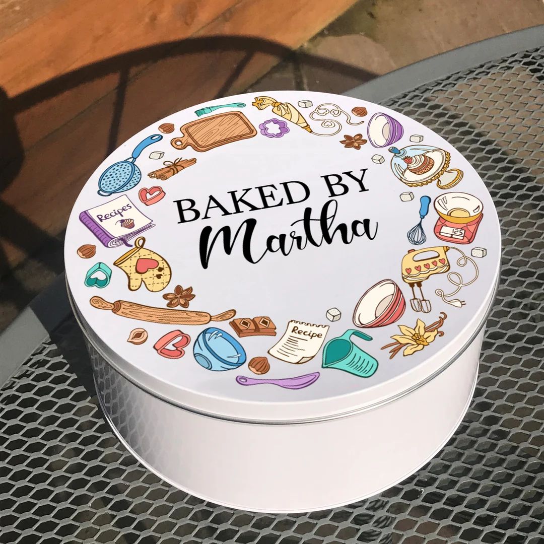 Personalised Baking Tin Baked by Name Cake Biscuit Treat - Etsy | Etsy (US)