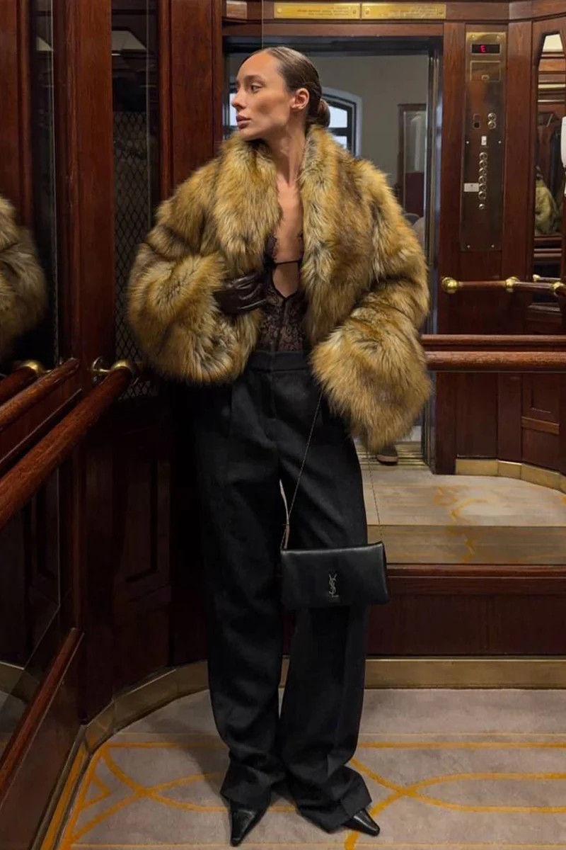 Misty Brown Faux Fur Coat | 12th Tribe