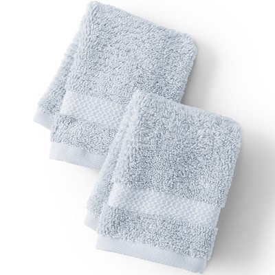 Lands' End Organic Cotton 2-Piece Washcloth Set - Washcloth Set - Sky Fog | Target