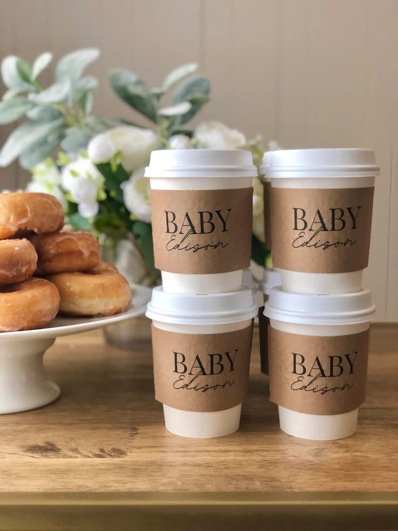 Personalized Coffee Cup Sleeve for Baby Shower Winter Baby Shower Baby Shower Cup Coffee Sleeves ... | Etsy (US)