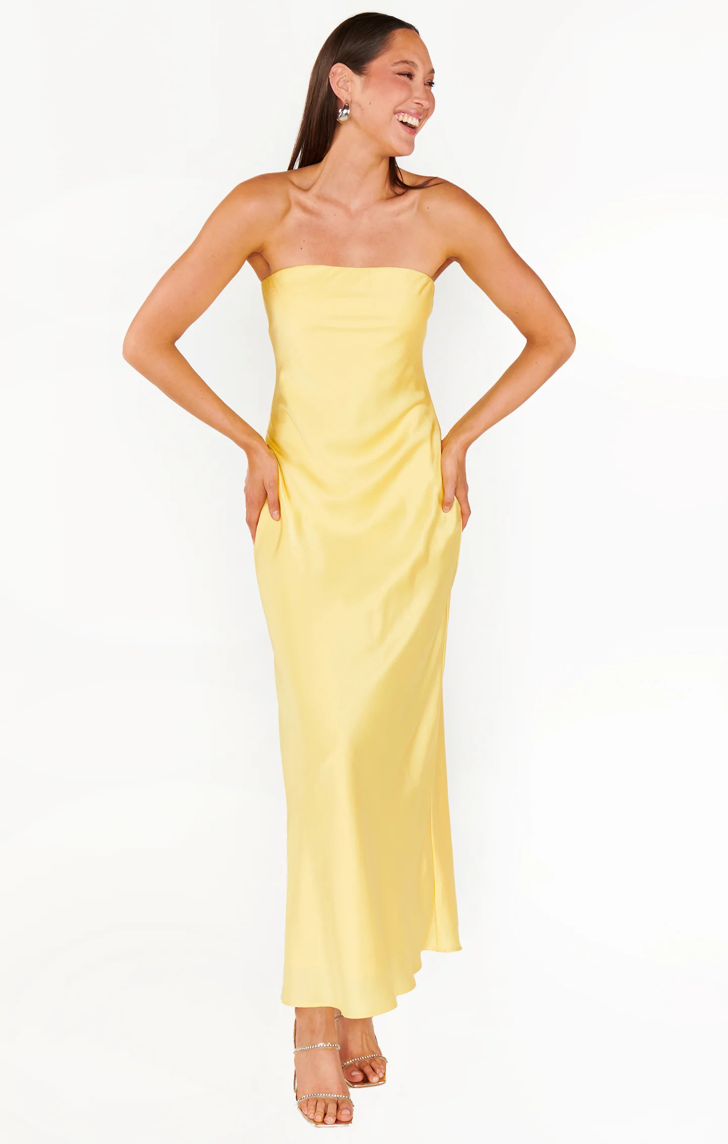 Taylor Tube Dress, in Yellow Luxe Satin, Size: Small | Show Me Your Mumu | Show Me Your Mumu