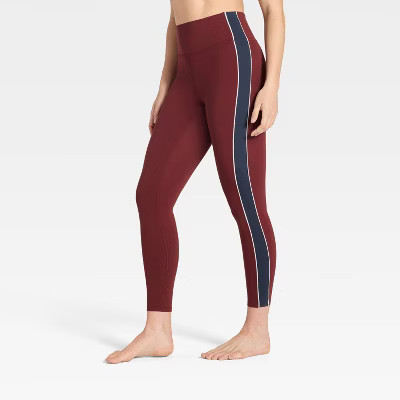 Women's Everyday Soft High-Rise Piped 7/8 Leggings - All In Motion™ Maroon S | Target