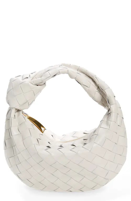 Bottega Veneta Mini Jodie Leather Hobo in White Gold at Nordstrom | Nordstrom