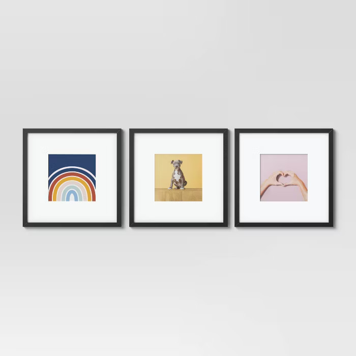 (Set of 3) 14.5" x 14.5" Matted to 8" x 8" Gallery Frames - Room Essentials™ | Target