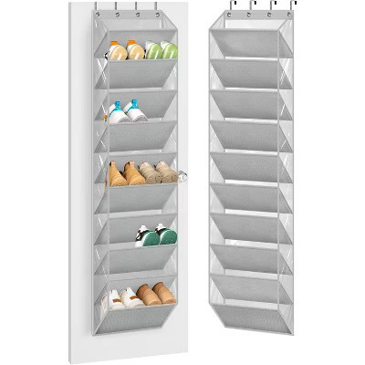 Over-The-Door Shoe Organizer with Deep Pockets - Clear Hanging Storage Rack for Sneakers, Boots, Space-Saving Design Grey 71 | Target