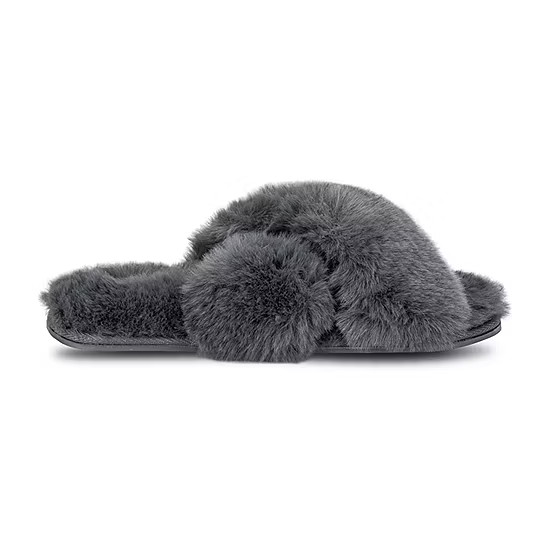 new!JS Jessica Simpson High Plush Cross Womens Slip-On Slippers | JCPenney