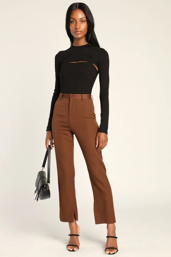 Style Sign Brown High Waisted Trouser Pants | Lulus (US)