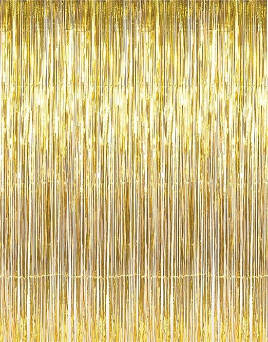 GOER 3.2 ft x 9.8 ft Metallic Tinsel Foil Fringe Curtains Party Photo Backdrop Party Streamers fo... | Amazon (US)