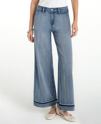 Women's Super Stride Wide Leg Shadow Cuff Jeans | Macy's