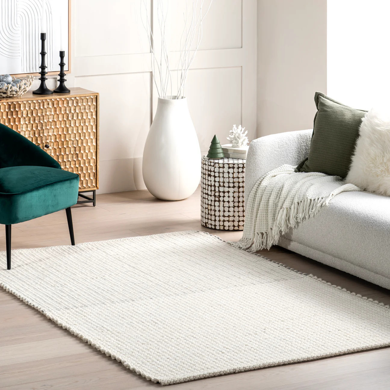Zya Handwoven Chunky Wool Rug | Ivory | Rugs USA