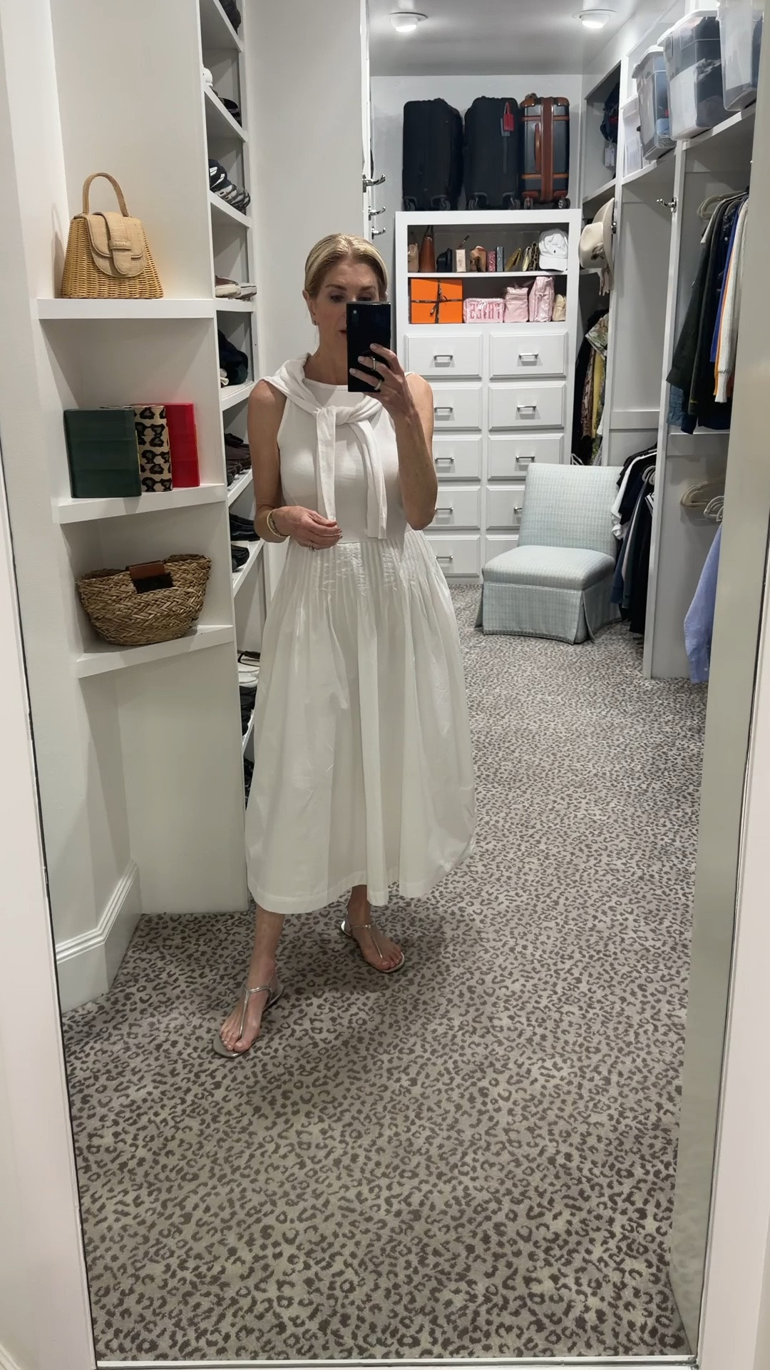 White dress & white cardigan 
Wearing size S

#LTKootd #LTKSeasonal #LTKOver40