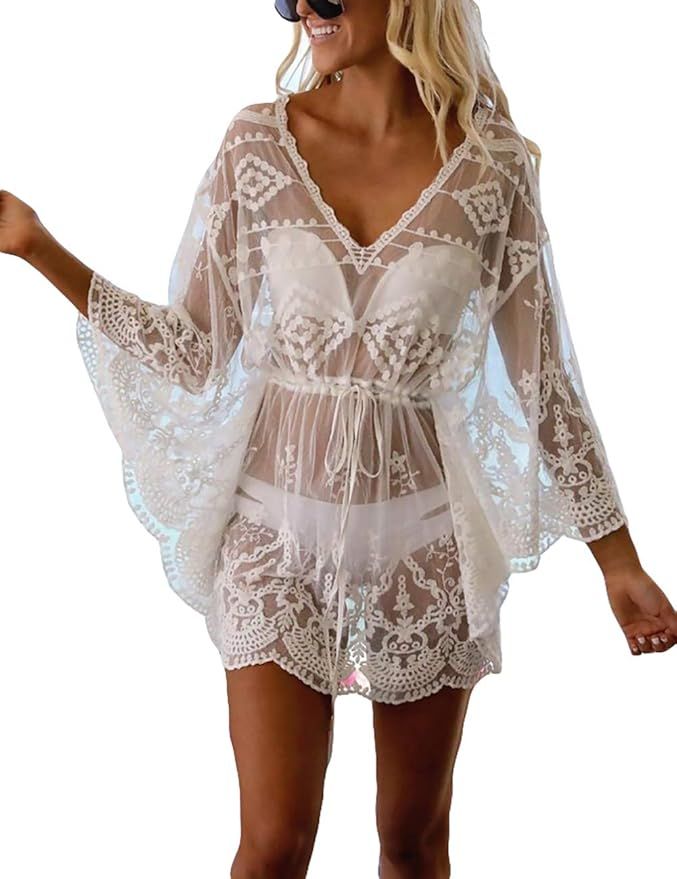 Bsubseach Women Casual Bikini Swimsuit Cover Up Blouses Beach Tunic Dress One Size | Amazon (US)