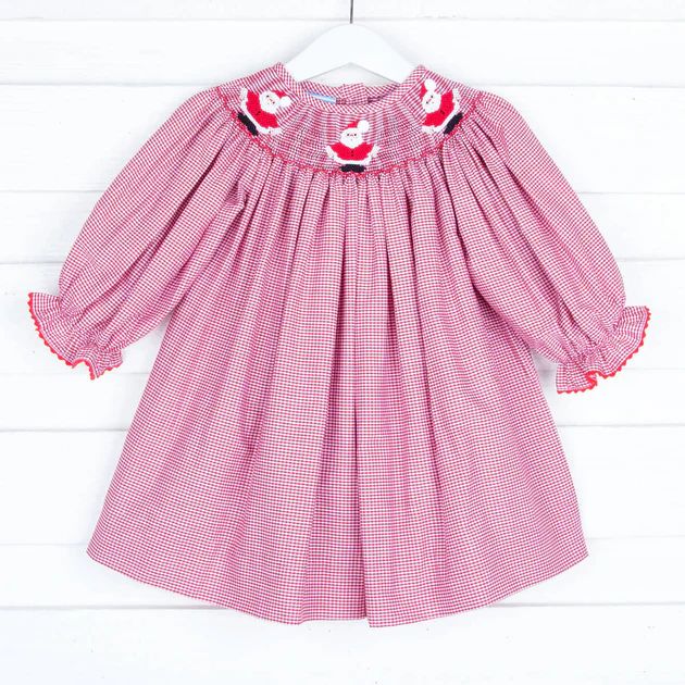 Santa Is Coming Long Sleeve Bishop Dress | Classic Whimsy