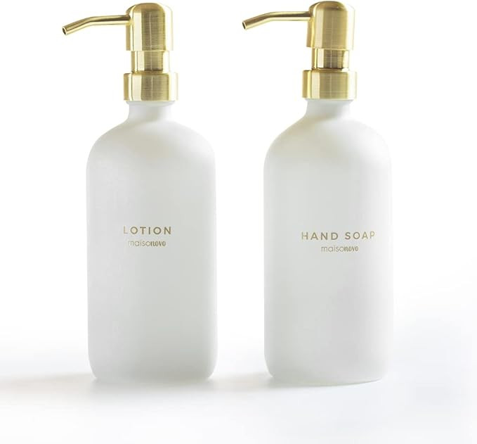 MaisoNovo Glass Soap Dispenser with Pump | Vintage Soap Dispenser Bathroom and Kitchen Set w. Dis... | Amazon (US)