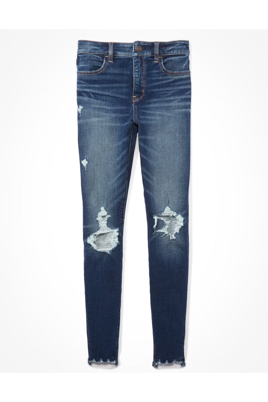 AE The Dream Jean High-Waisted Jegging Women's Indie Dark Destroy 2 Short | American Eagle Outfitters (US & CA)