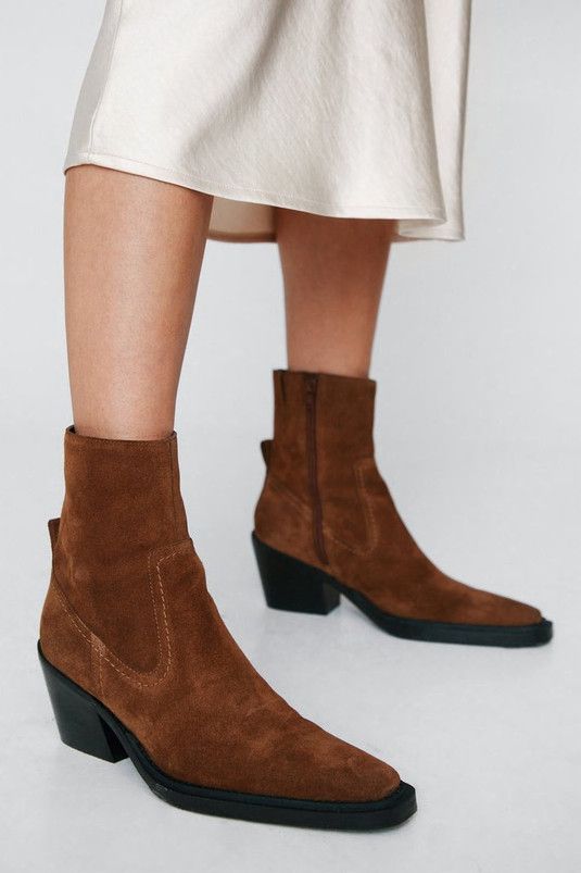 Western Style Faux Suede Ankle Boots | Nasty Gal (US)