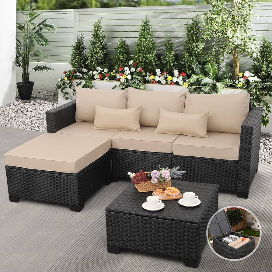Rattaner Outdoor Furniture Set 3 Pieces Wicker Patio Furniture Outdoor Sectional Patio Couch Outd... | Amazon (US)
