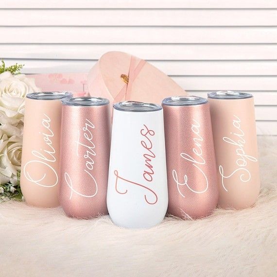 6oz Personalized Champagne Flute Tumbler Bridesmaid Proposal - Etsy | Etsy (US)