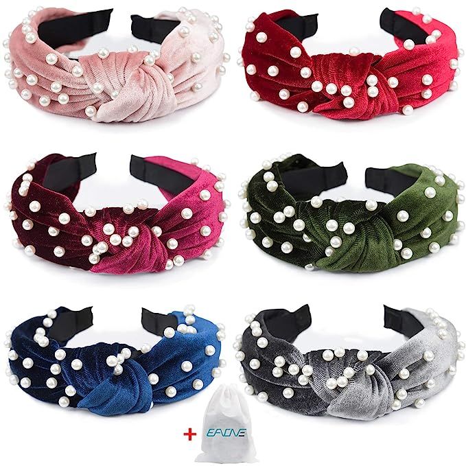 EAONE Pearl Headbands 6 Colors, Knotted Headbands for Women Fashion Turban Headband Hair Bands Wi... | Amazon (US)