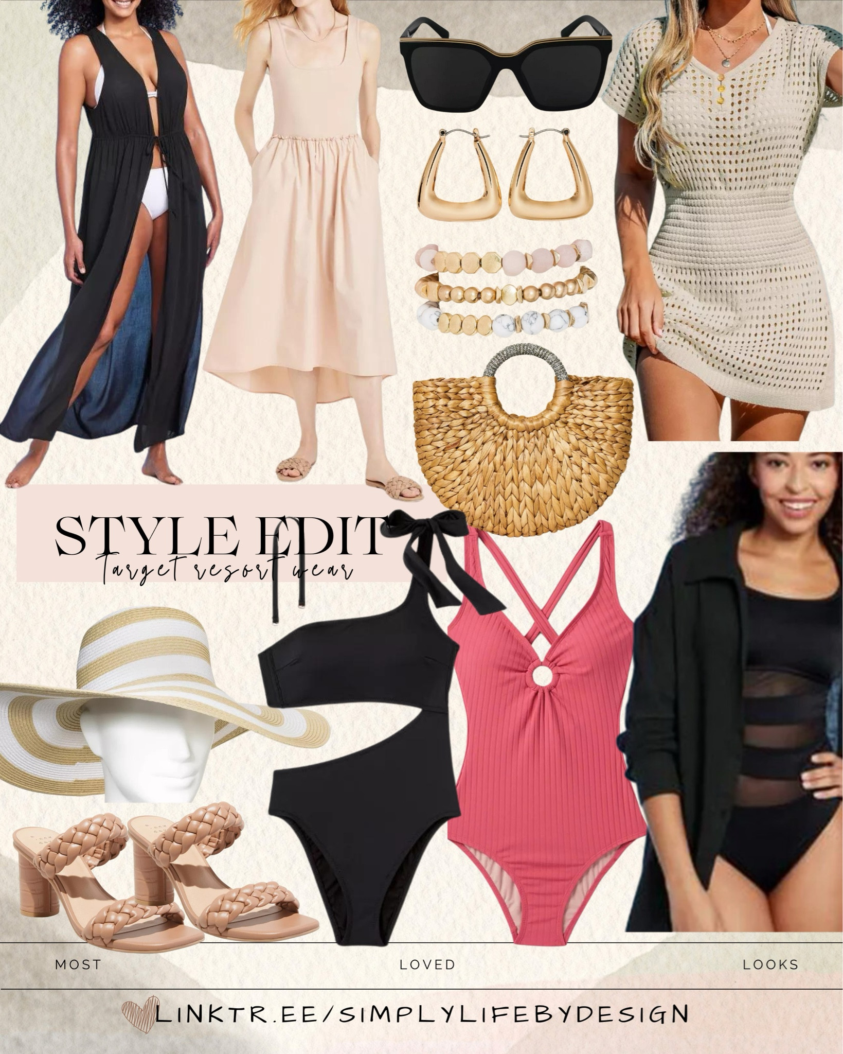 Target resort wear! Target has partnered with cupshe air some incredible swimwear  

Mesh swimsuit 
Cut out swimsuit 
Black cover up
Ballerina dress with pockets
Earrings 
Straw purse 
Khaki crochet cover up 
Sunglasses
Floppy hat 
Black button up cover ip 
Beaded sandals#LTKSpringSale

#LTKsalealert #LTKbeauty #LTKstyletip