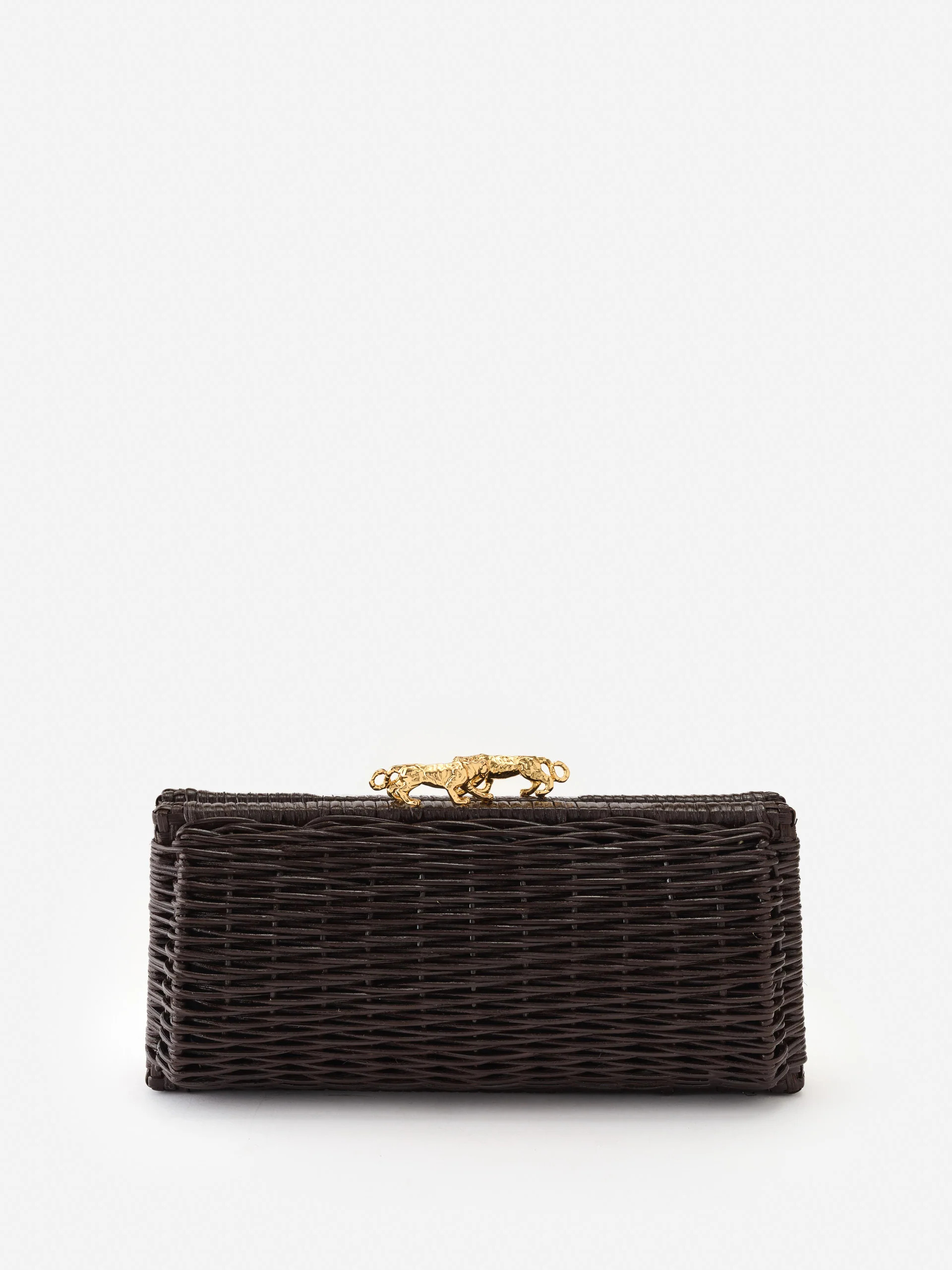 J.McLaughlin Women's Keaton Wicker Clutch Dark Brown | J.McLaughlin