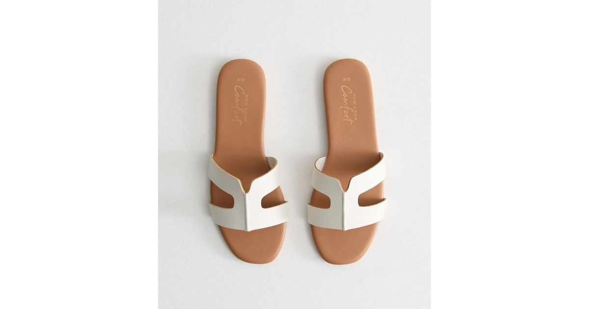 White Faux Leather Cut Out Strap Mules | New Look | New Look (UK)