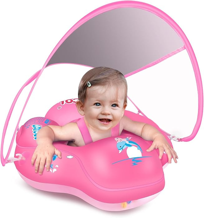 LAYCOL Baby Pool Float with Canopy UPF50+, 5 Point Safety Buckle No Flip Over, Inflatable Toddler... | Amazon (US)